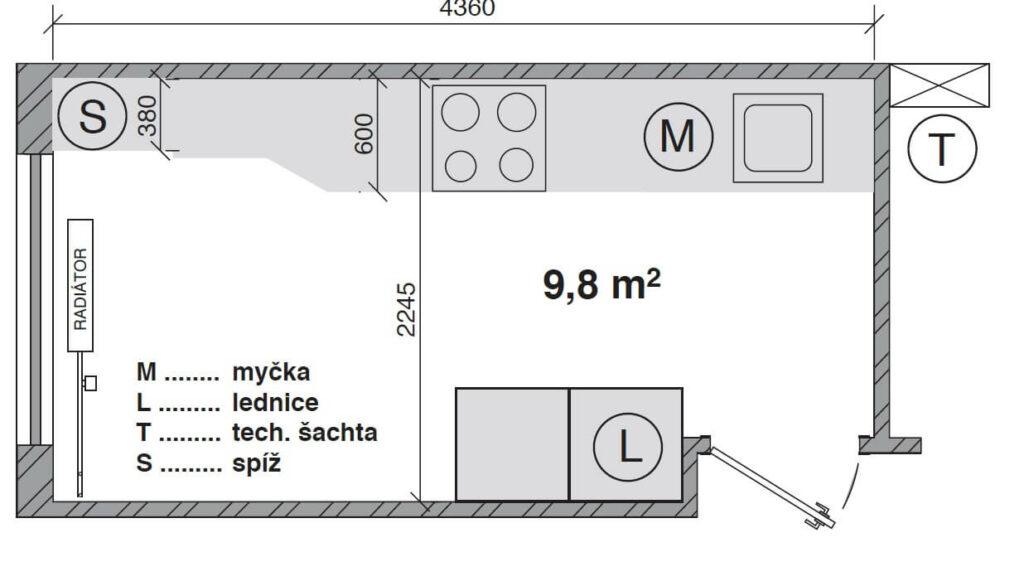 Kuchyně v paneláku ořech a slonová kost 8