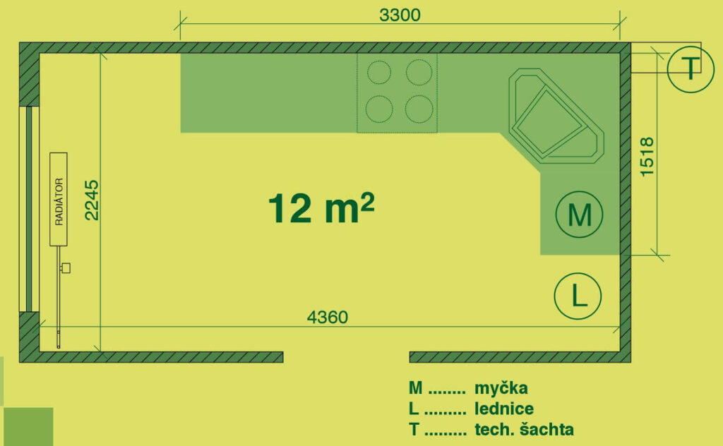 Bytová kuchyňská linka půdorys